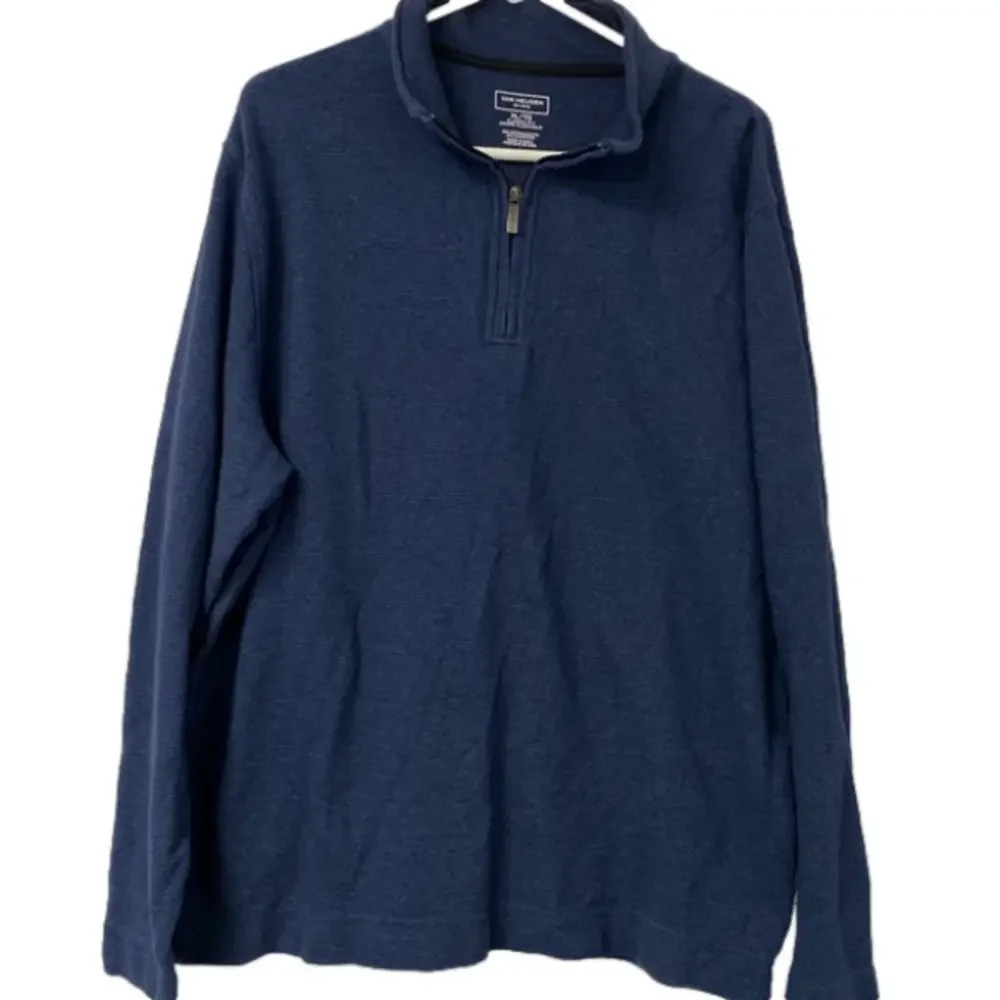 Van Heusen Flex Mens XL Navy Blue 1/4 Zip Pullover Classic Fit Textured Sweater